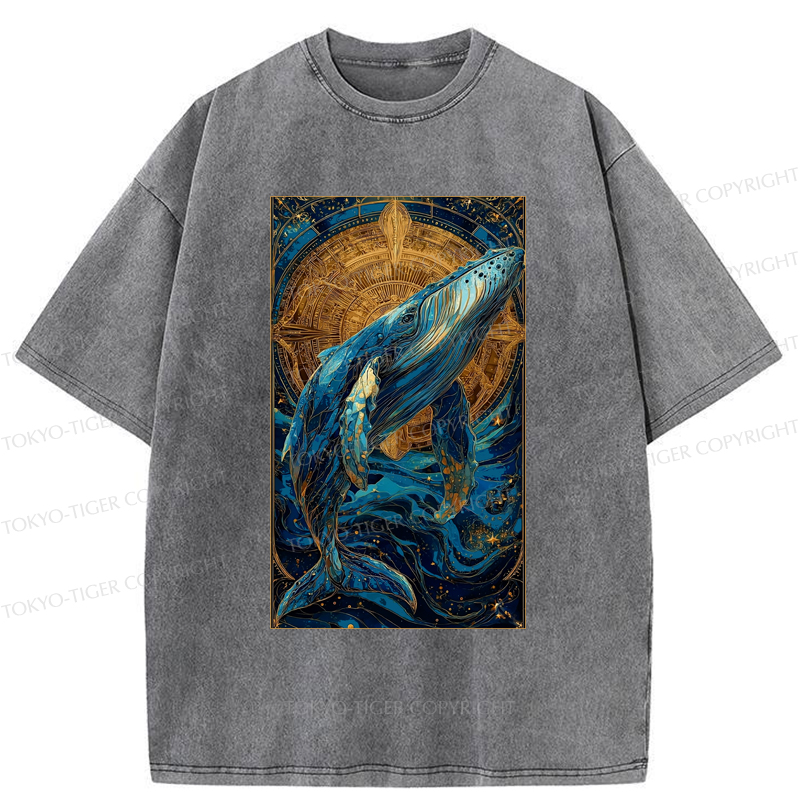 Tokyo-Tiger The Celestial Whale: Guardian Of The Stars Washed T-Shirt