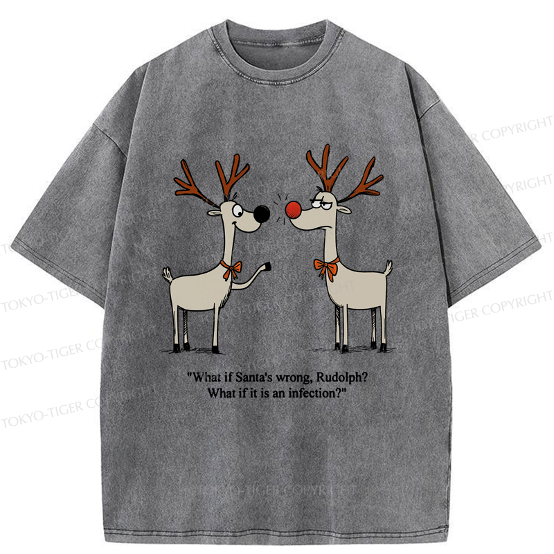 Tokyo-Tiger A Reindeer's Doubt: Rudolph's Red Nose Washed T-Shirt