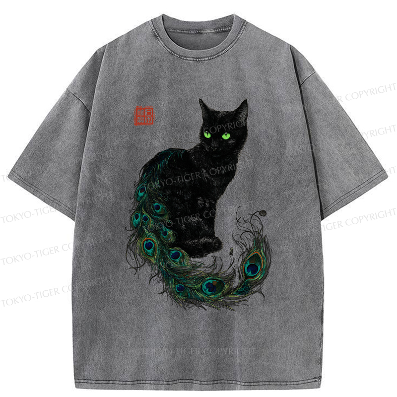 Tokyo-Tiger The Cat with a Peacock's Grace Washed T-Shirt