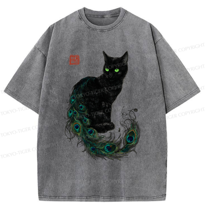 Tokyo-Tiger The Cat with a Peacock's Grace Washed T-Shirt