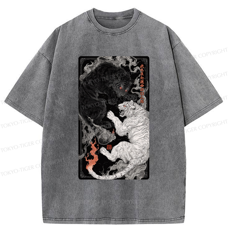 Tokyo-Tiger Tigers Locked In An Epic Battle Washed T-Shirt