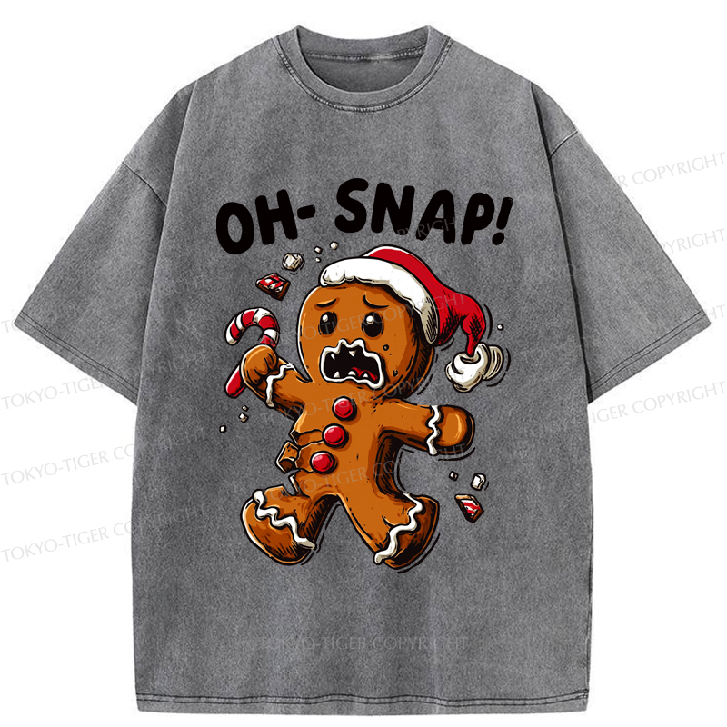 Tokyo-Tiger Oh Snap The Gingerbread Man's Christmas Chaos Washed T-Shirt