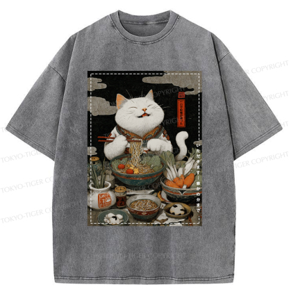 Tokyo-Tiger The Ramen-Loving Cat Washed T-Shirt