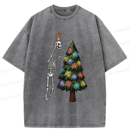 Tokyo-Tiger Skeleton's Christmas Tree Adventure Washed T-Shirt