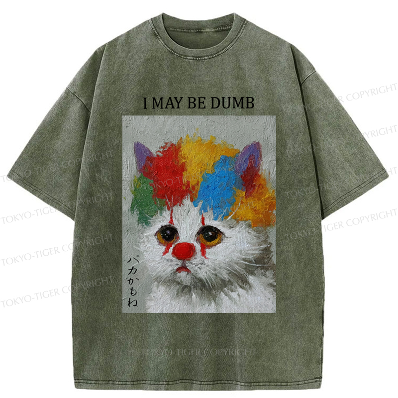 Tokyo-Tiger Funny Clown Cat：I May Be Dumb Washed T-Shirt
