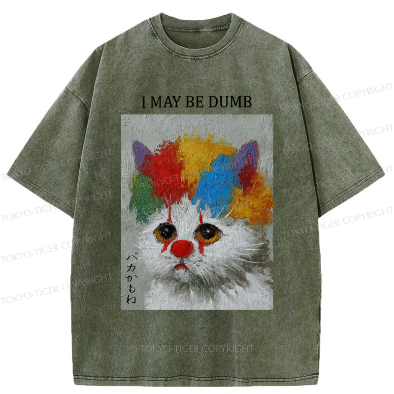 Tokyo-Tiger Funny Clown Cat：I May Be Dumb Washed T-Shirt