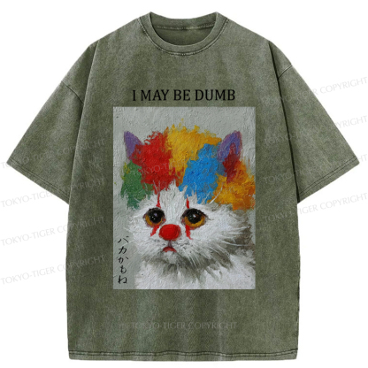 Tokyo-Tiger Funny Clown Cat：I May Be Dumb Washed T-Shirt