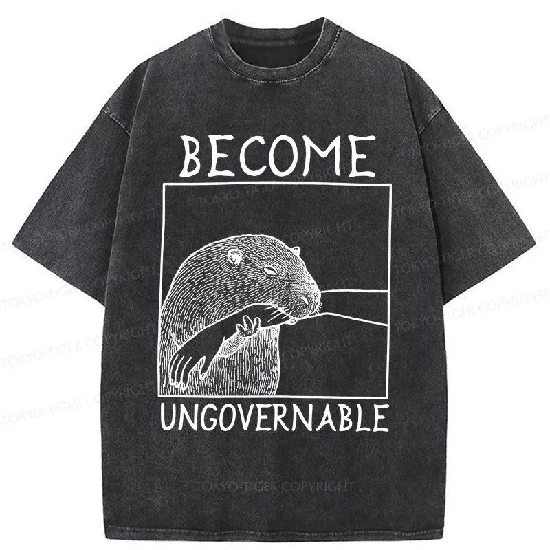 Tokyo-Tiger Capybara Bites People Washed T-Shirt