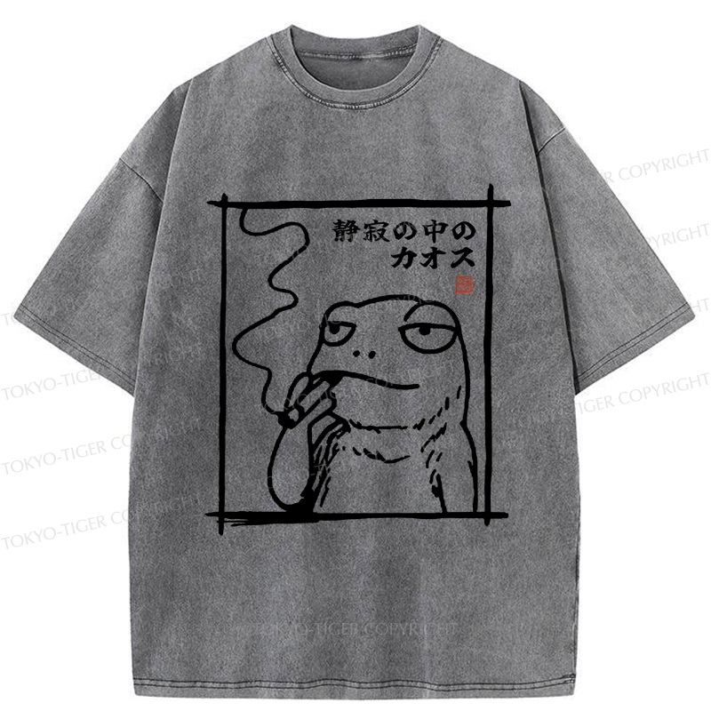 Tokyo-Tiger Chaos in the Silence of the Frog Washed T-Shirt