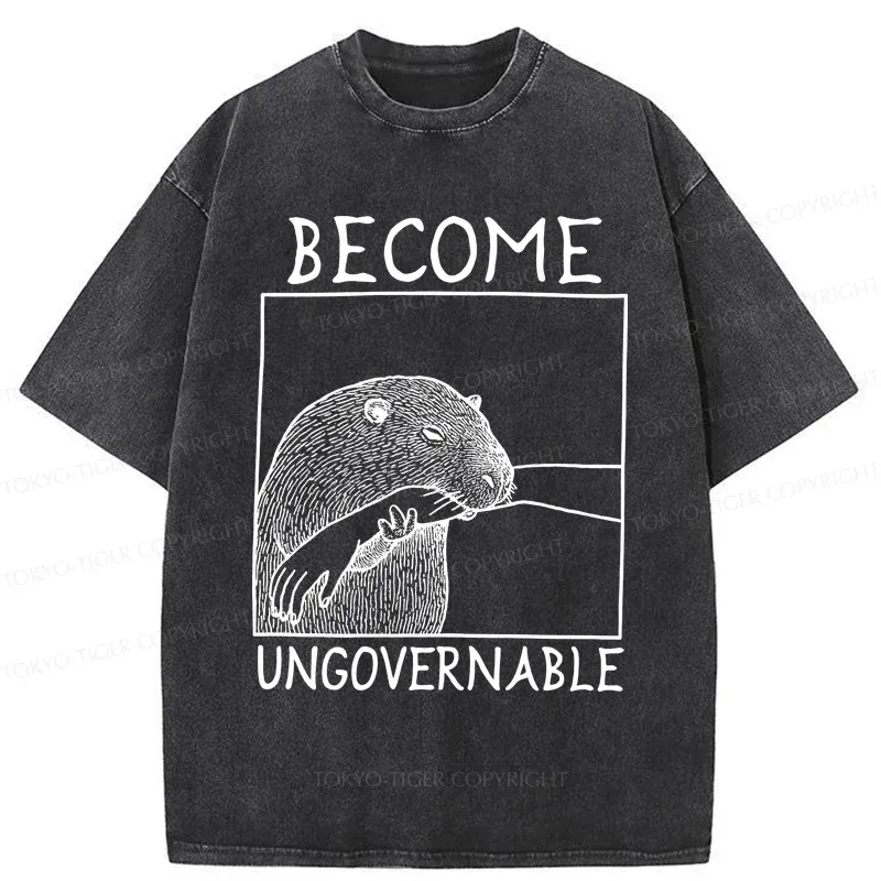 Tokyo-Tiger Capybara Bites People Washed T-Shirt