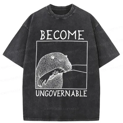 Tokyo-Tiger Capybara Bites People Washed T-Shirt