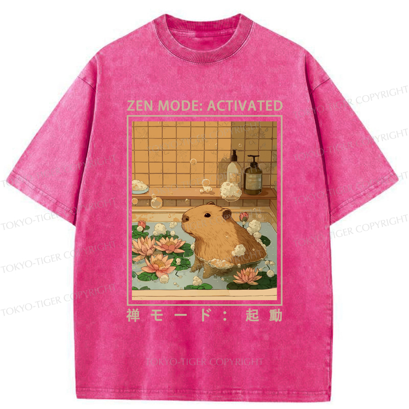 Tokyo-Tiger Zen Mode: Activated Capybara Washed T-Shirt