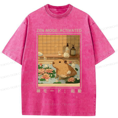 Tokyo-Tiger Zen Mode: Activated Capybara Washed T-Shirt
