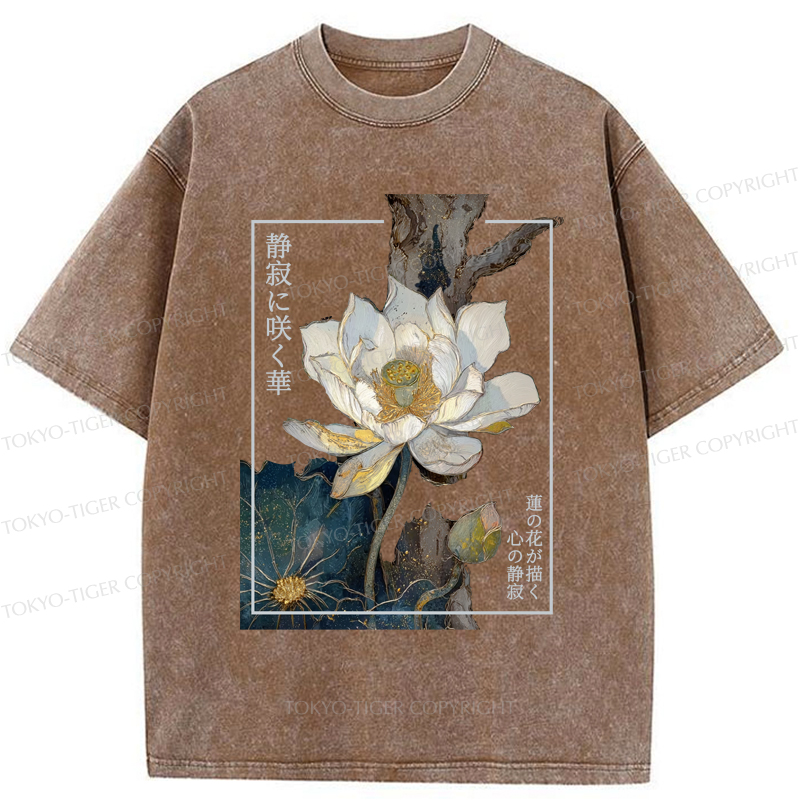 Tokyo-Tiger Blooming Lotus Japan Washed T-Shirt