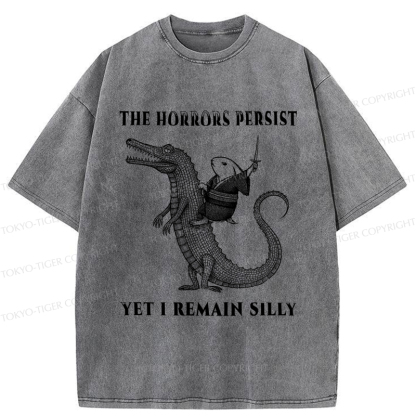 Tokyo-Tiger Samurai Rabbit Riding Crocodile Washed T-Shirt