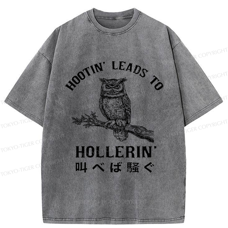 Tokyo-Tiger Hootin' Leads to Hollerin' Funny Owl Washed T-Shirt
