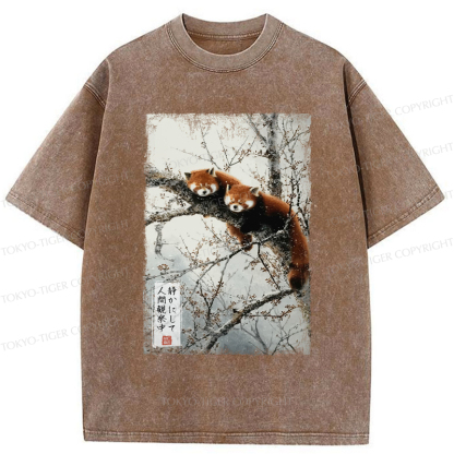 Tokyo-Tiger A funny red panda is quietly watching you Washed T-Shirt