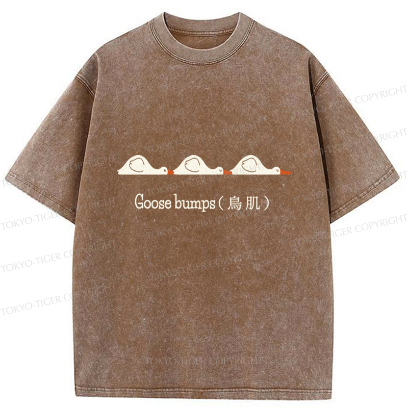Tokyo-Tiger Funny Goose Bumps Washed T-Shirt