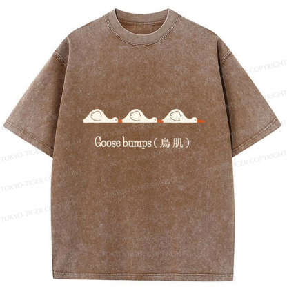 Tokyo-Tiger Funny Goose Bumps Washed T-Shirt