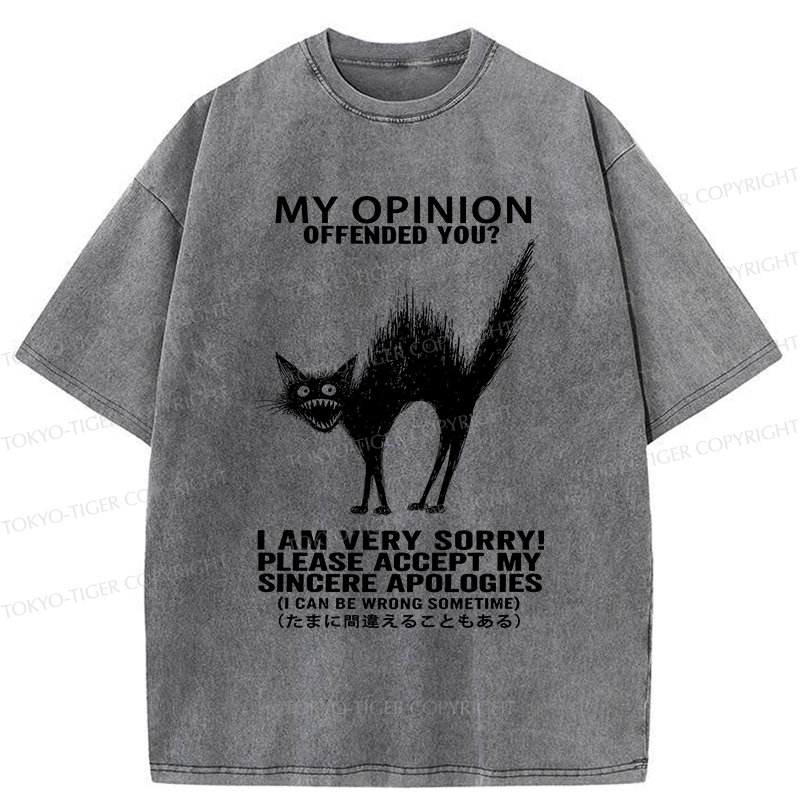 Tokyo-Tiger No Offense Cat Washed T-Shirt