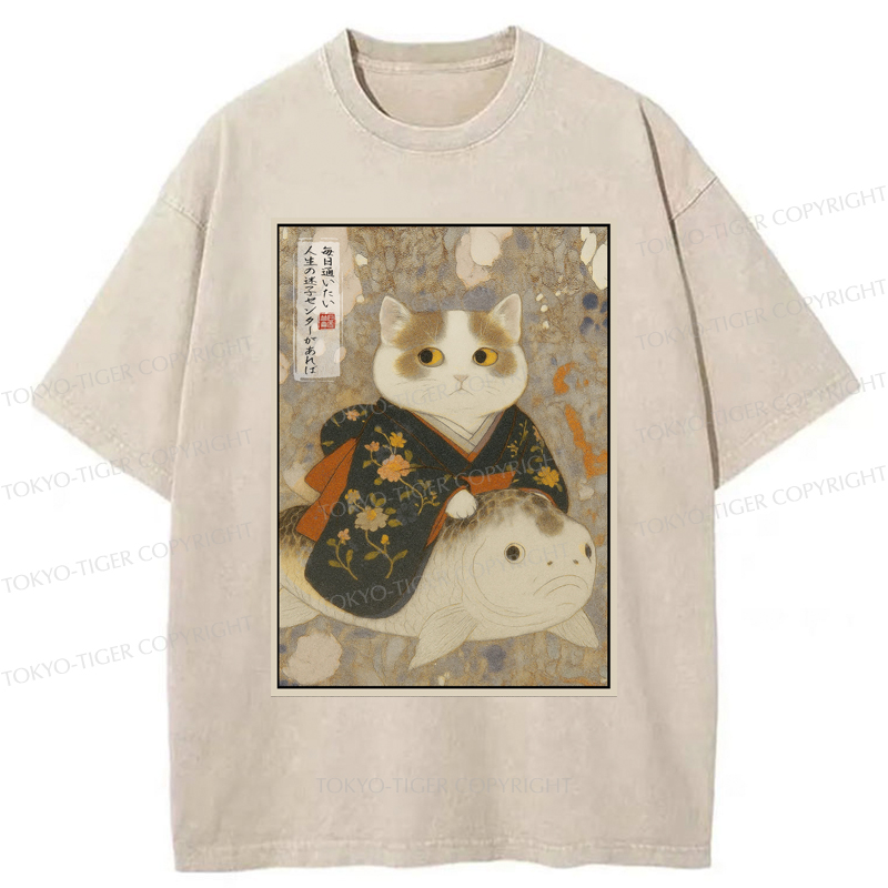 Tokyo-Tiger The Cat and the Art of Getting Lost Washed T-Shirt
