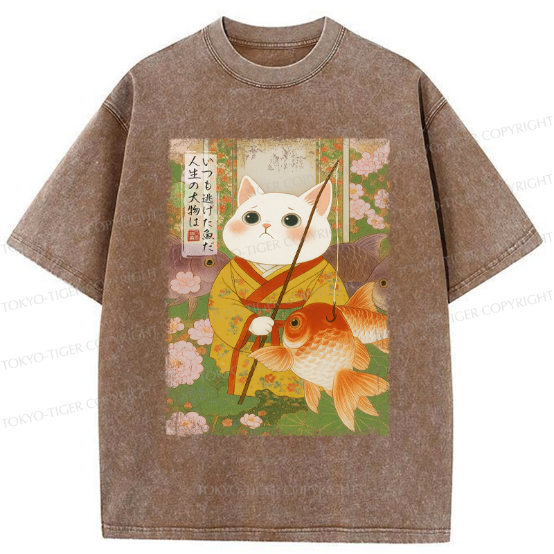 Tokyo-Tiger A Tale of Cat and Fish Washed T-Shirt