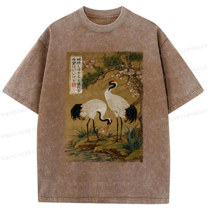 Tokyo-Tiger Graceful Cranes, Fragile Hopes Washed T-Shirt