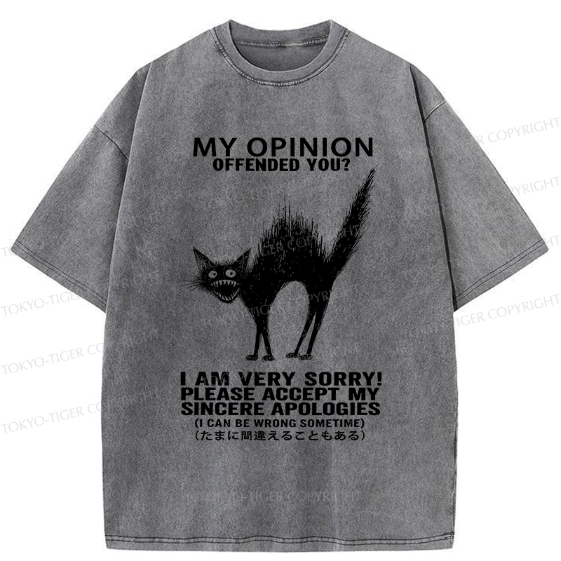 Tokyo-Tiger No Offense Cat Washed T-Shirt
