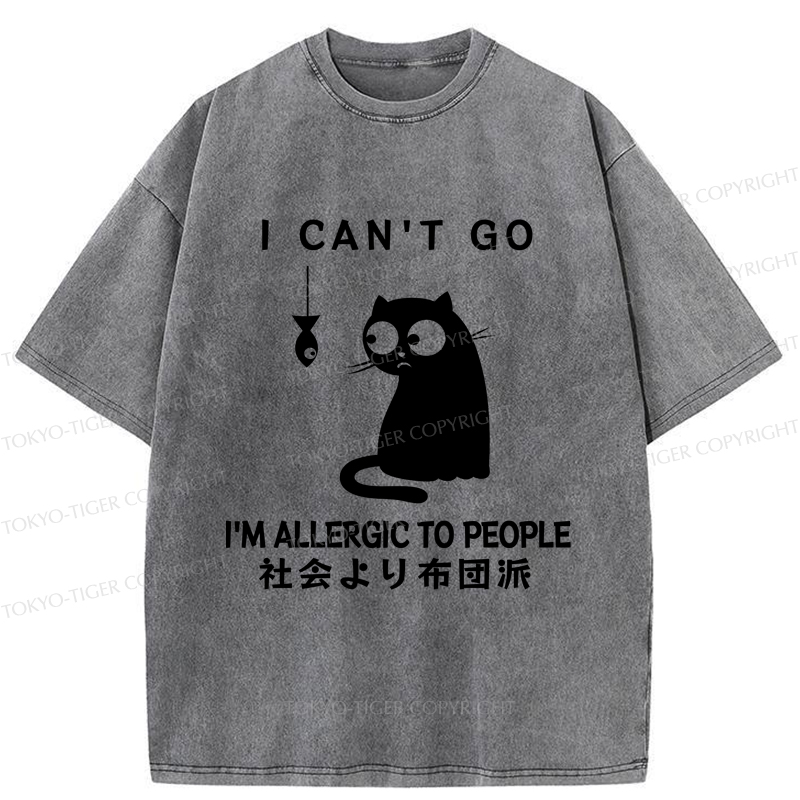 Tokyo-Tiger Cats Allergic To Humans Washed T-Shirt