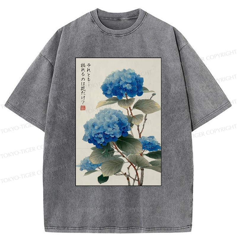 Tokyo-Tiger Hydrangeas: A Reflection of the Soul Washed T-Shirt