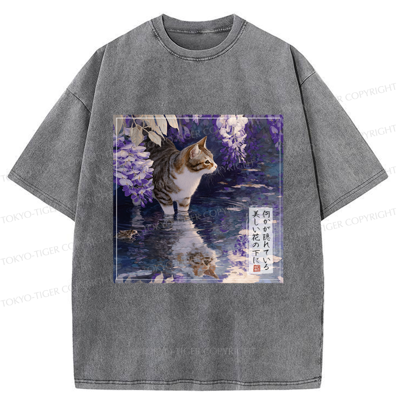 Tokyo-Tiger The Secrets of Wisteria Blooms Washed T-Shirt