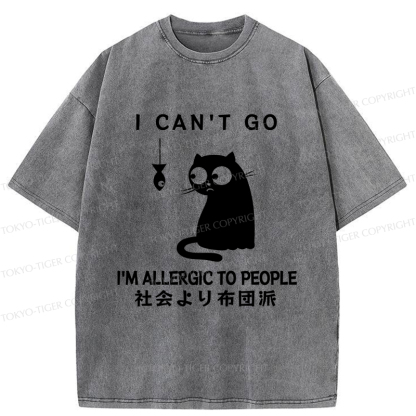 Tokyo-Tiger Cats Allergic To Humans Washed T-Shirt
