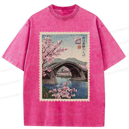 Tokyo-Tiger Vintage Attraction Stamp Washed T-Shirt