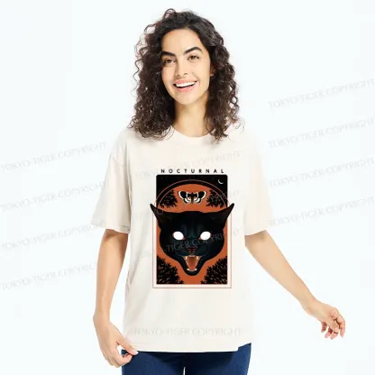 Tokyo-Tiger Scary Black Cat Washed T-Shirt