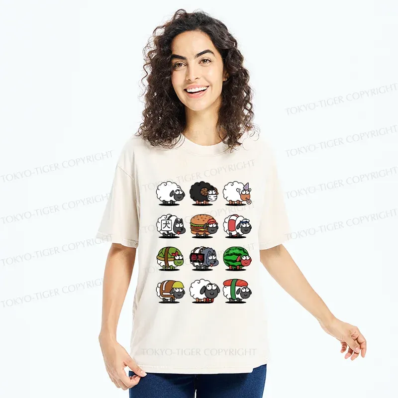 Tokyo-Tiger Various Kinds Of Sheep Washed T-Shirt