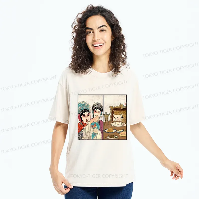 Tokyo-Tiger Asian Traditions Funny Washed T-Shirt