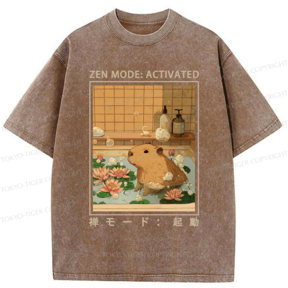 Tokyo-Tiger Zen Mode: Activated Capybara Washed T-Shirt