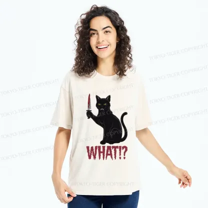 Tokyo-Tiger Fierce Black Cat Washed T-Shirt