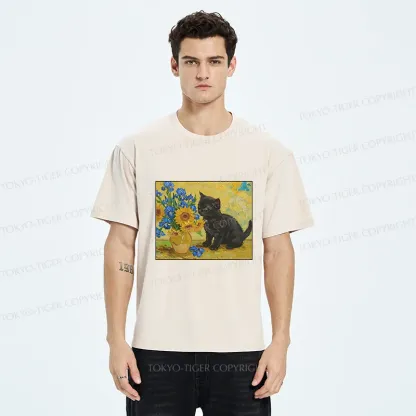Tokyo-Tiger Van Gogh's Black Cat Washed T-Shirt