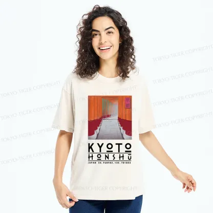 Tokyo-Tiger Kyoto Attractions Washed T-Shirt