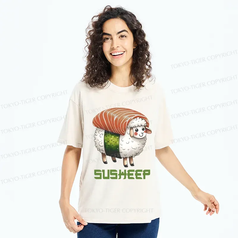Tokyo-Tiger Susheep Funny Washed T-Shirt