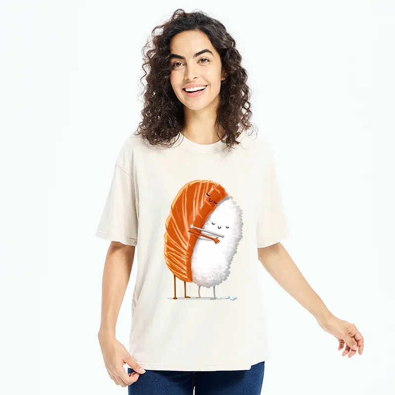 Tokyo-Tiger Sushi Hug Japan Washed T-Shirt