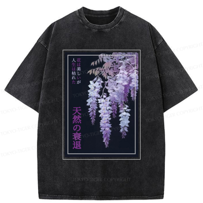 Tokyo-Tiger Wisteria Jpanese Flowers Poster Washed T-Shirt