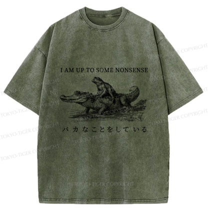 Tokyo-Tiger I Am Up To Some Nonsense Frog Vintage Washed T-Shirt