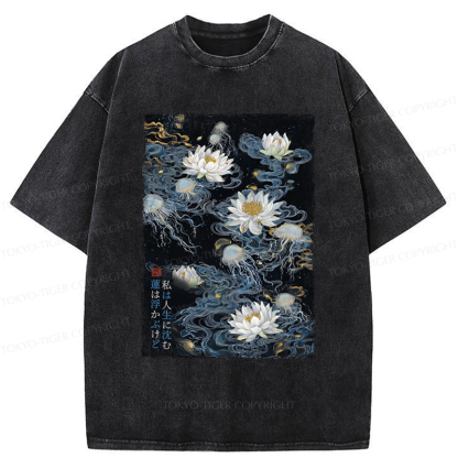 Tokyo-Tiger Lotus Dreams And Zen Streams Washed T-Shirt