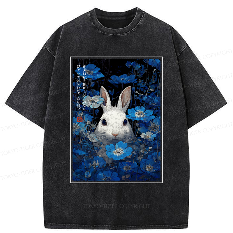 Tokyo-Tiger Whispers Of The Rabbit Among The Flowers Washed T-Shirt