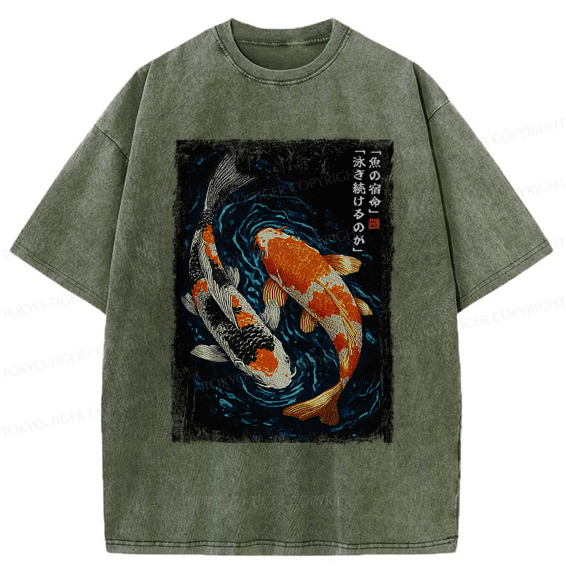 Tokyo-Tiger Eternal Currents: The Life Of A Fish Washed T-Shirt