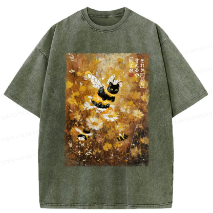Tokyo-Tiger A Cat Swimming In A Sea Of Dreams Washed T-Shirt