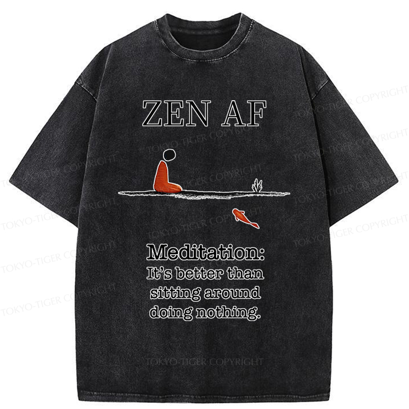 Tokyo-Tiger Zen Vibes Only: The Power of Meditation Washed T-Shirt
