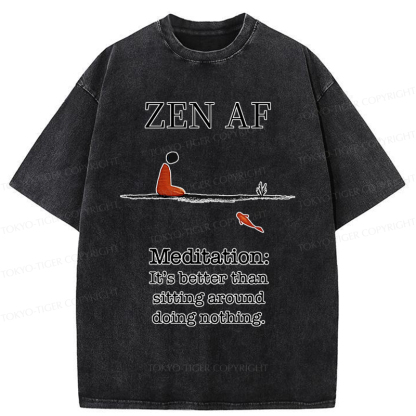 Tokyo-Tiger Zen Vibes Only: The Power of Meditation Washed T-Shirt